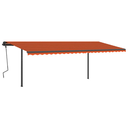 Tenda da Sole Retrattile Manuale con LED 6x3 m Arancio Marrone