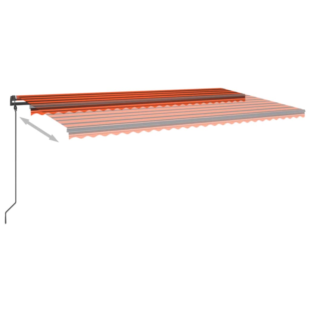 Tenda da Sole Retrattile Manuale con LED 6x3 m Arancio Marrone