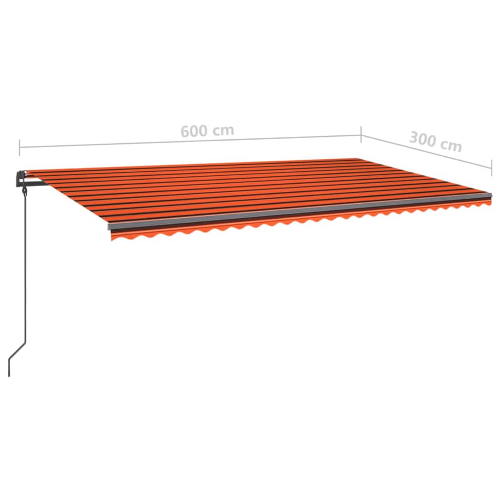 Tenda da Sole Retrattile Manuale con LED 6x3 m Arancio Marrone