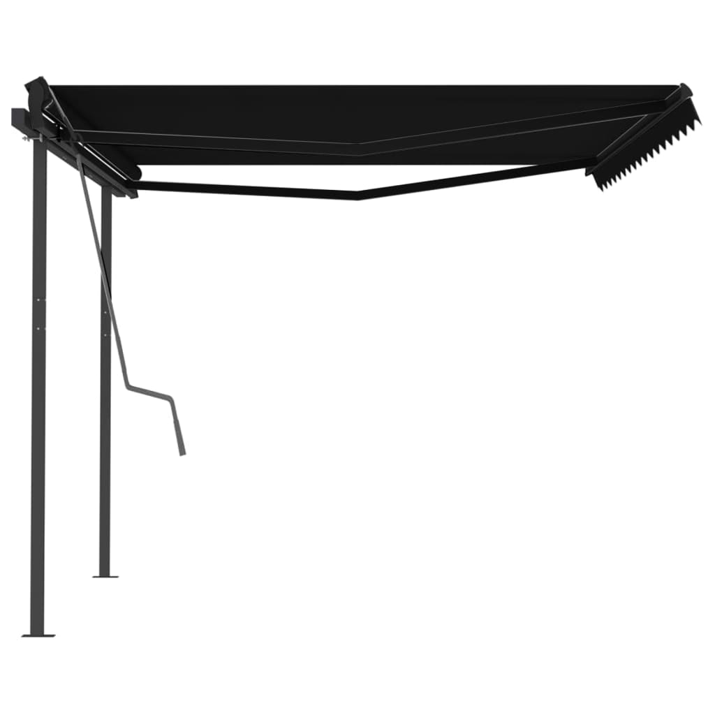 Tenda da Sole Retrattile Manuale con Pali 4x3,5 m Antracite