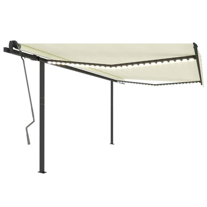 Tenda da Sole Retrattile Manuale con LED 4x3,5 m Crema