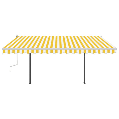 Tenda da Sole Retrattile Manuale con LED 4x3,5 m Gialla Bianca