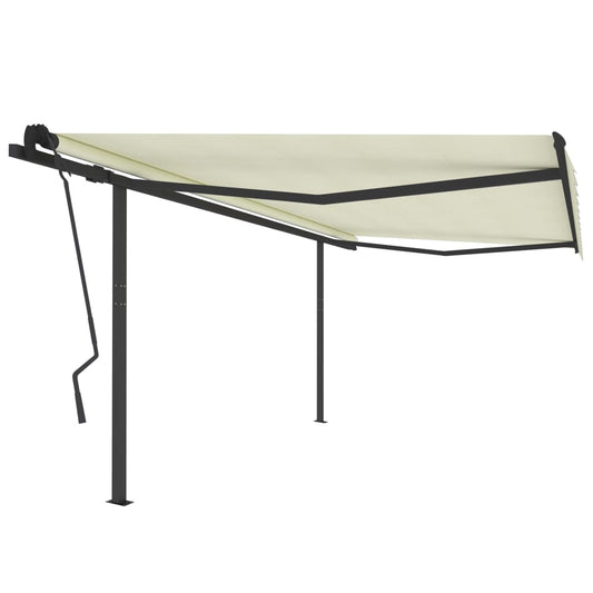 Tenda da Sole Retrattile Manuale con Pali 4,5x3,5 m Crema