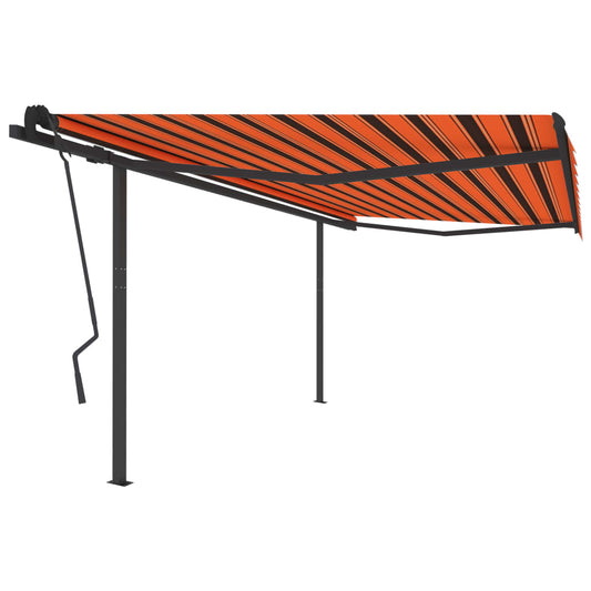 Tenda Sole Retrattile Manuale Pali 4,5x3,5 m Arancione Marrone