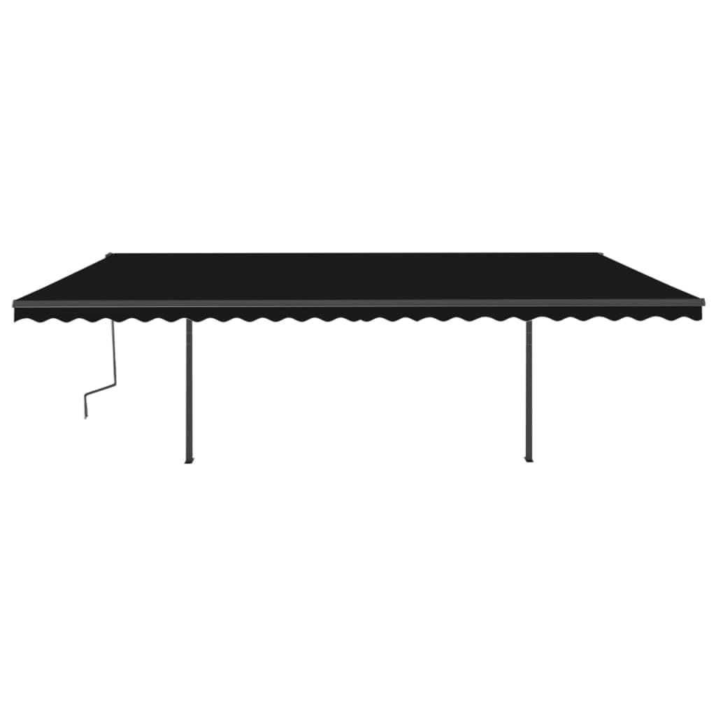 Tenda da Sole Retrattile Manuale con Pali 6x3,5 m Antracite