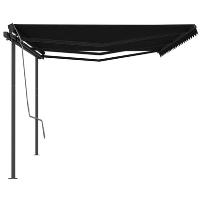 Tenda da Sole Retrattile Manuale con Pali 6x3,5 m Antracite