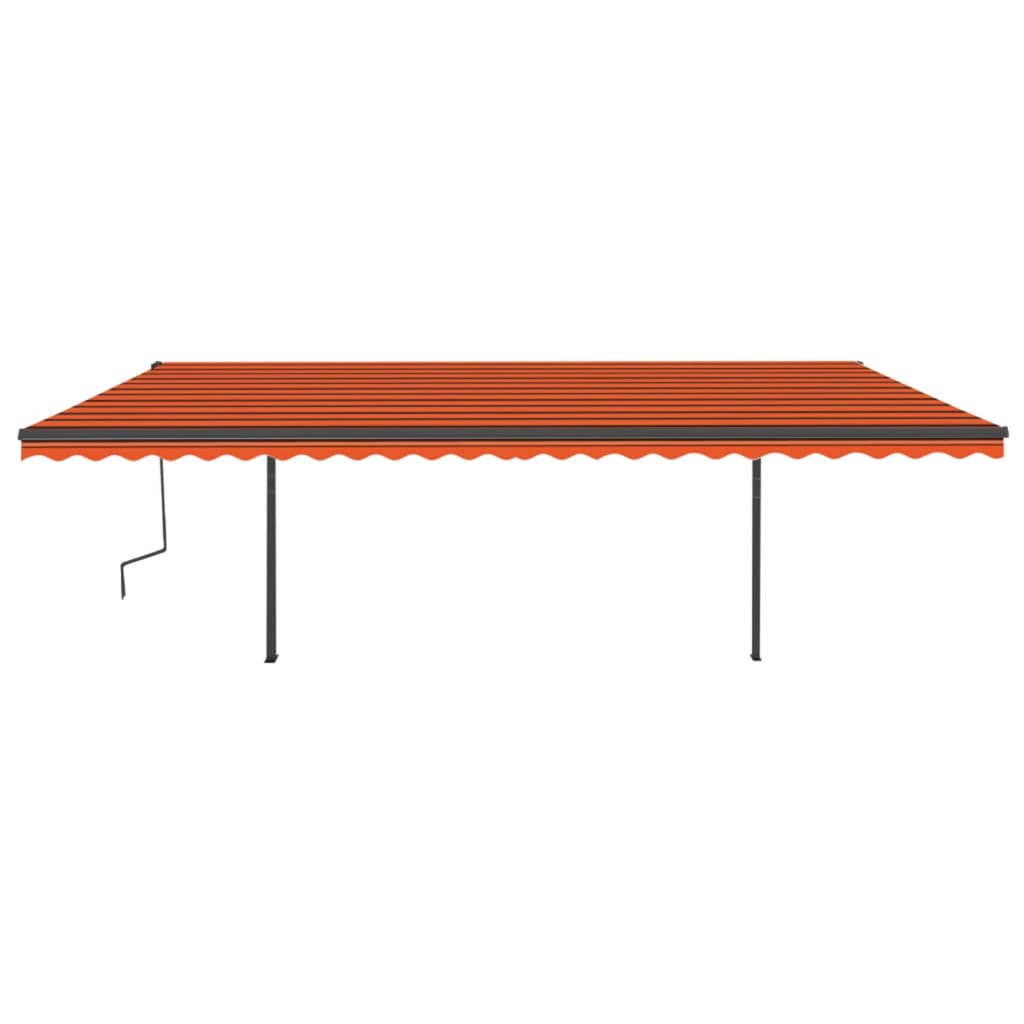 Tenda Retrattile Manuale con Pali 6x3,5 m Arancione e Marrone