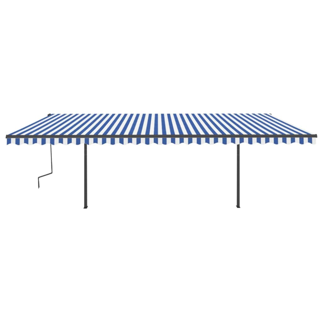 Tenda da Sole Retrattile Manuale con LED 6x3,5 m Blu e Bianca
