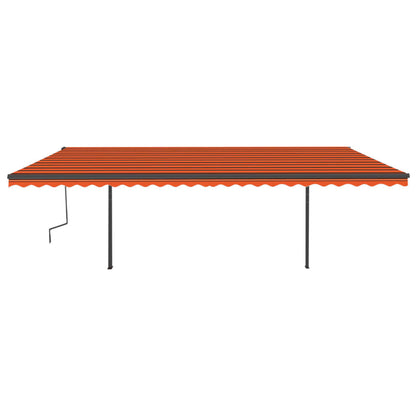 Tenda Retrattile Manuale con LED 6x3,5 m Arancione e Marrone