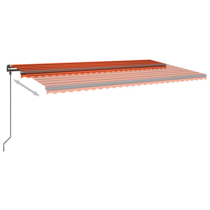 Tenda Retrattile Manuale con LED 6x3,5 m Arancione e Marrone