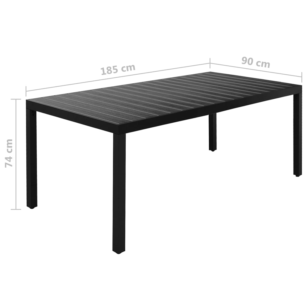 Set da Pranzo da Giardino 9 pz in Alluminio Nero - homemem39