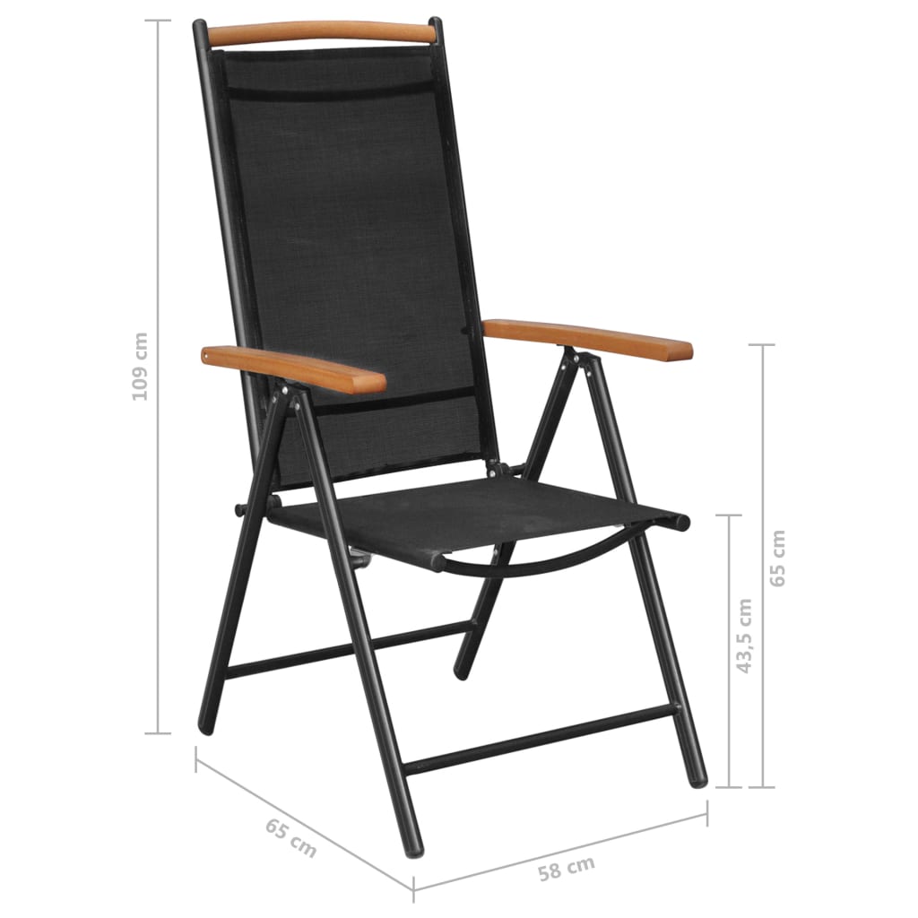 Set da Pranzo da Giardino 9 pz in Alluminio Nero - homemem39