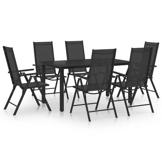 Set Mobili da Pranzo da Giardino 7 pz in Alluminio Nero - homemem39