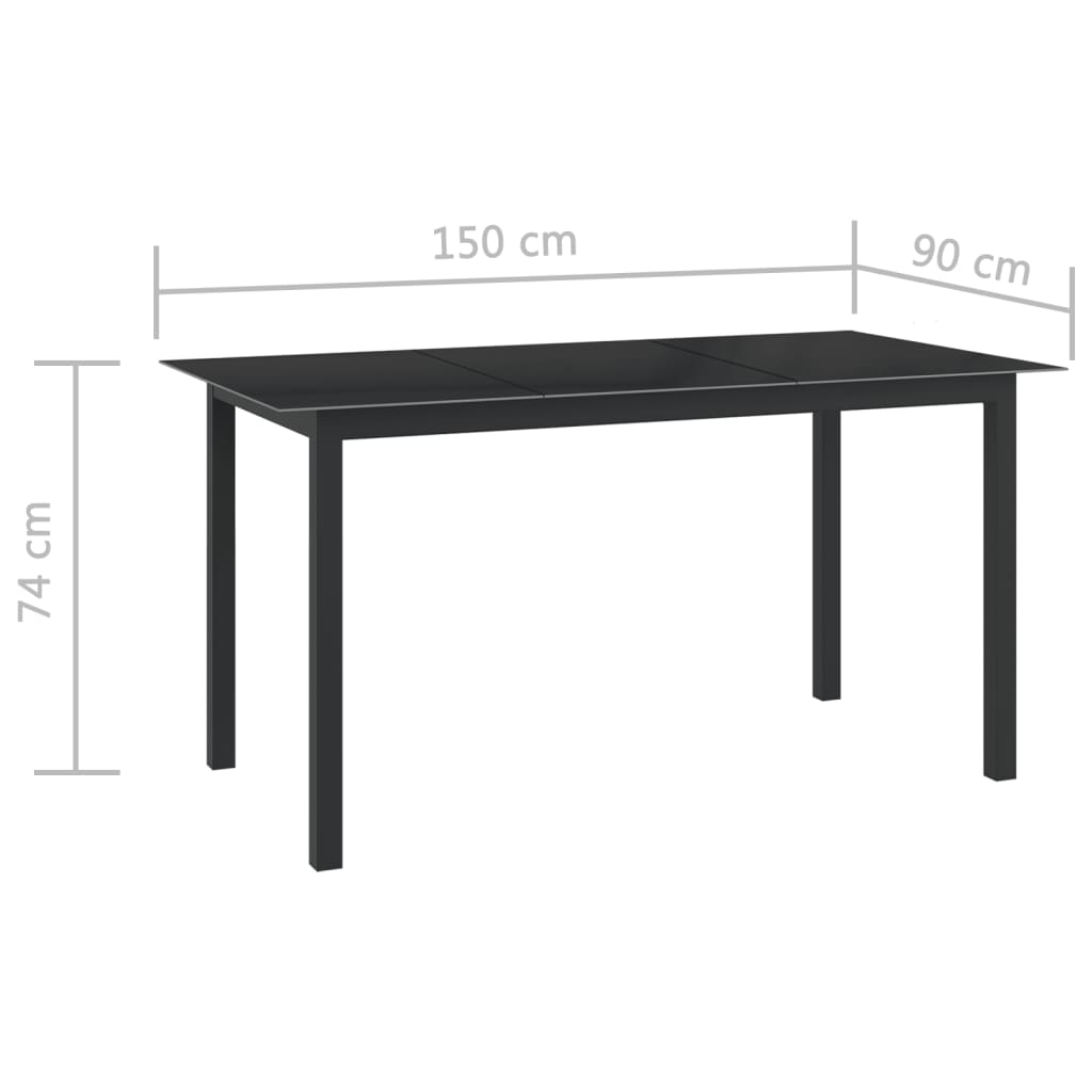 Set Mobili da Pranzo da Giardino 7 pz in Alluminio Nero - homemem39