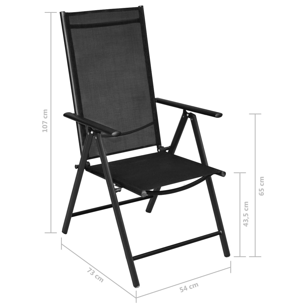 Set Mobili da Pranzo per Giardino 7 pz Alluminio Argento e Nero - homemem39