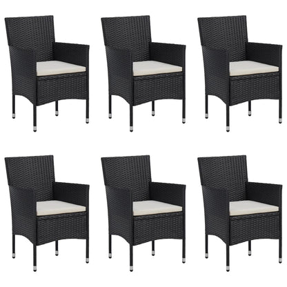 Set Mobili da Pranzo per Giardino 7 pz in Polyrattan Nero - homemem39