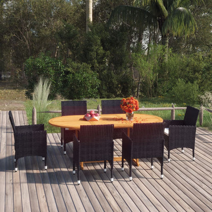 Set Mobili da Pranzo per Giardino 7 pz in Polyrattan Nero - homemem39
