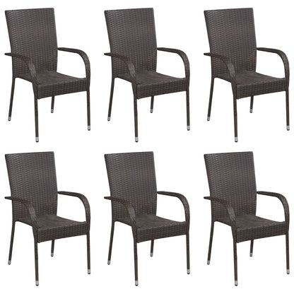 Set Mobili da Pranzo Giardino 7 pz in Polyrattan Marrone - homemem39