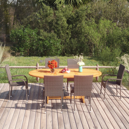 Set Mobili da Pranzo Giardino 7 pz in Polyrattan Marrone - homemem39