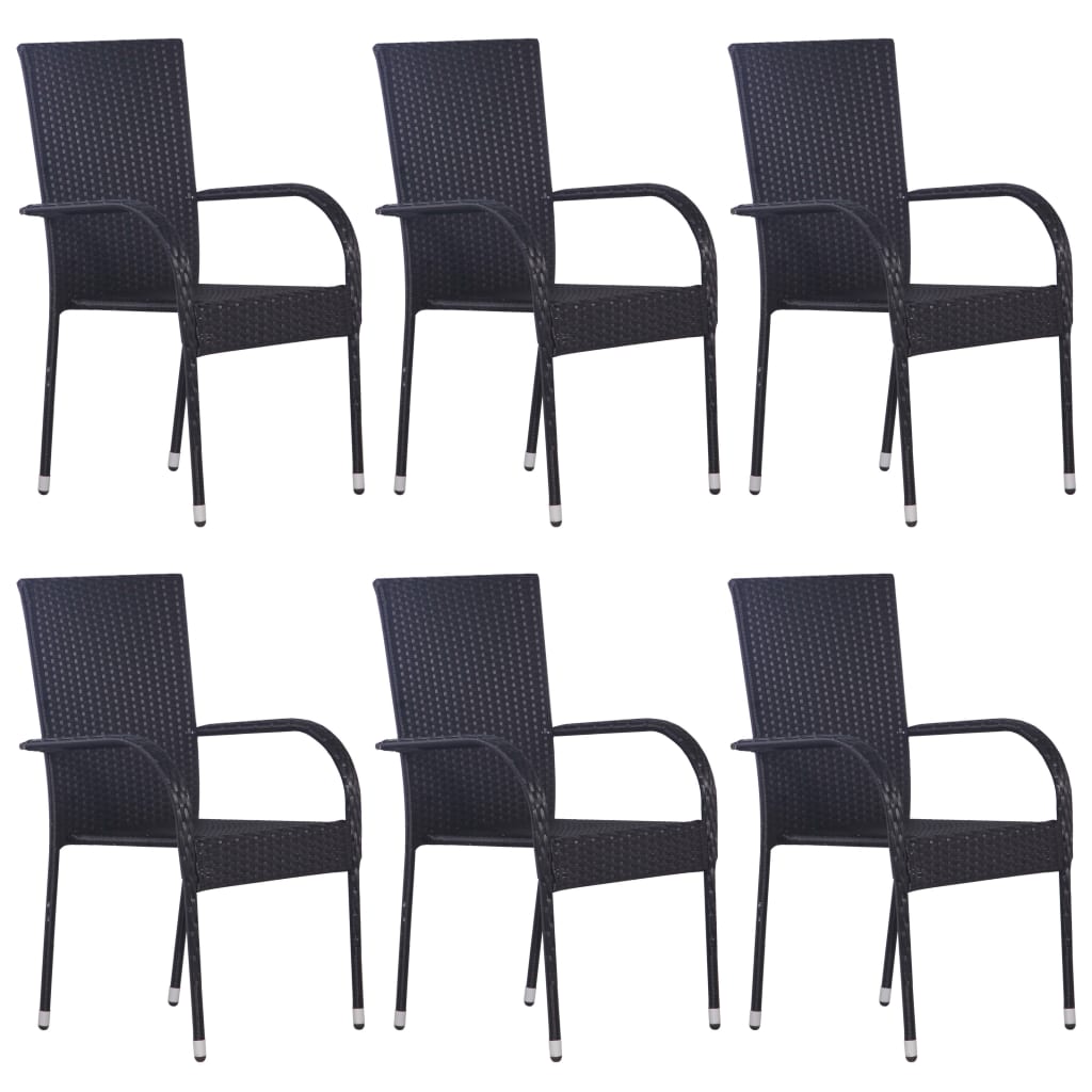 Set Mobili da Pranzo per Giardino 7 pz in Polyrattan Nero - homemem39