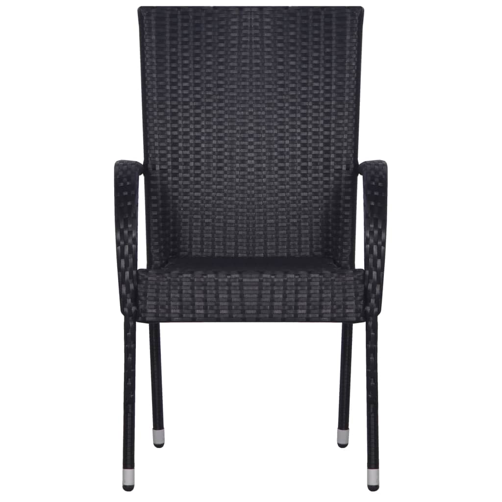 Set Mobili da Pranzo per Giardino 7 pz in Polyrattan Nero - homemem39