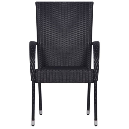 Set Mobili da Pranzo per Giardino 7 pz in Polyrattan Nero - homemem39