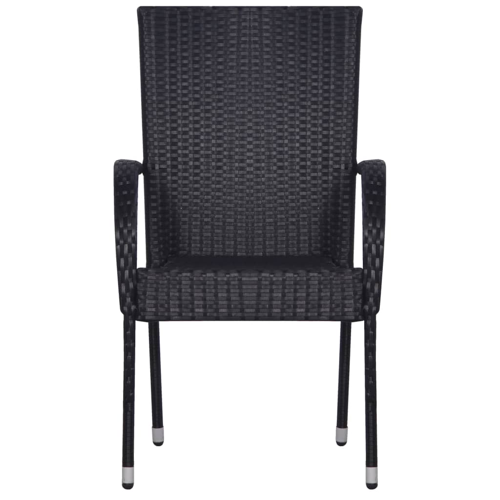 Set Mobili da Pranzo per Giardino 7 pz in Polyrattan Nero - homemem39