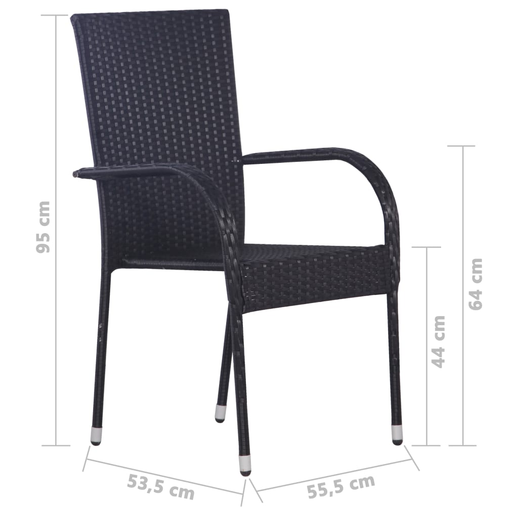 Set Mobili da Pranzo per Giardino 7 pz in Polyrattan Nero - homemem39