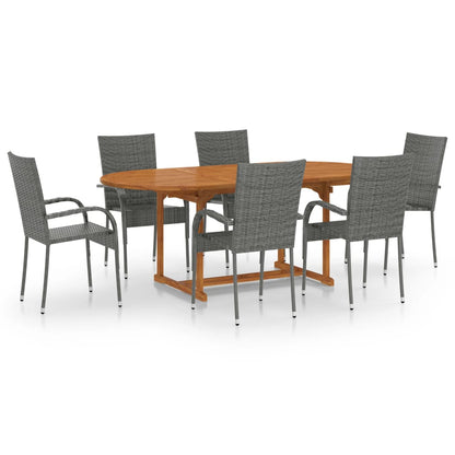 Set Mobili da Pranzo Giardino 7 pz in Polyrattan Grigio | homemem39