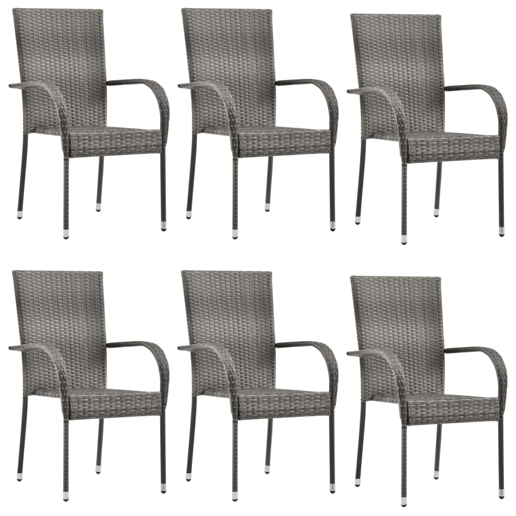 Set Mobili da Pranzo Giardino 7 pz in Polyrattan Grigio | homemem39