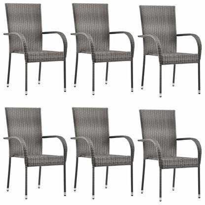 Set Mobili da Pranzo Giardino 7 pz in Polyrattan Grigio