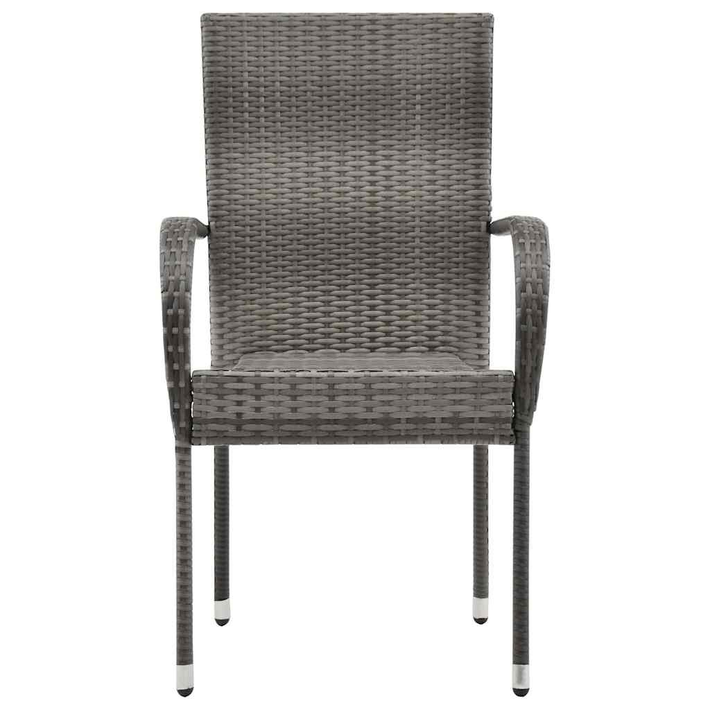 Set Mobili da Pranzo Giardino 7 pz in Polyrattan Grigio
