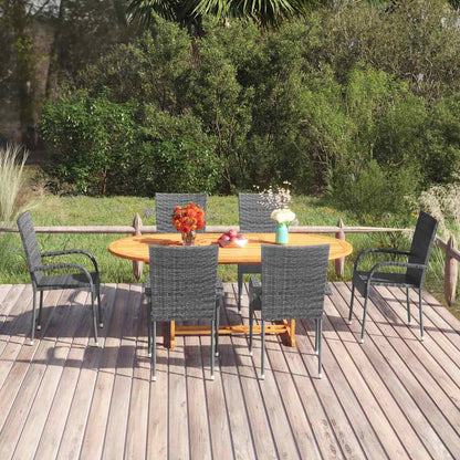 Set Mobili da Pranzo Giardino 7 pz in Polyrattan Grigio