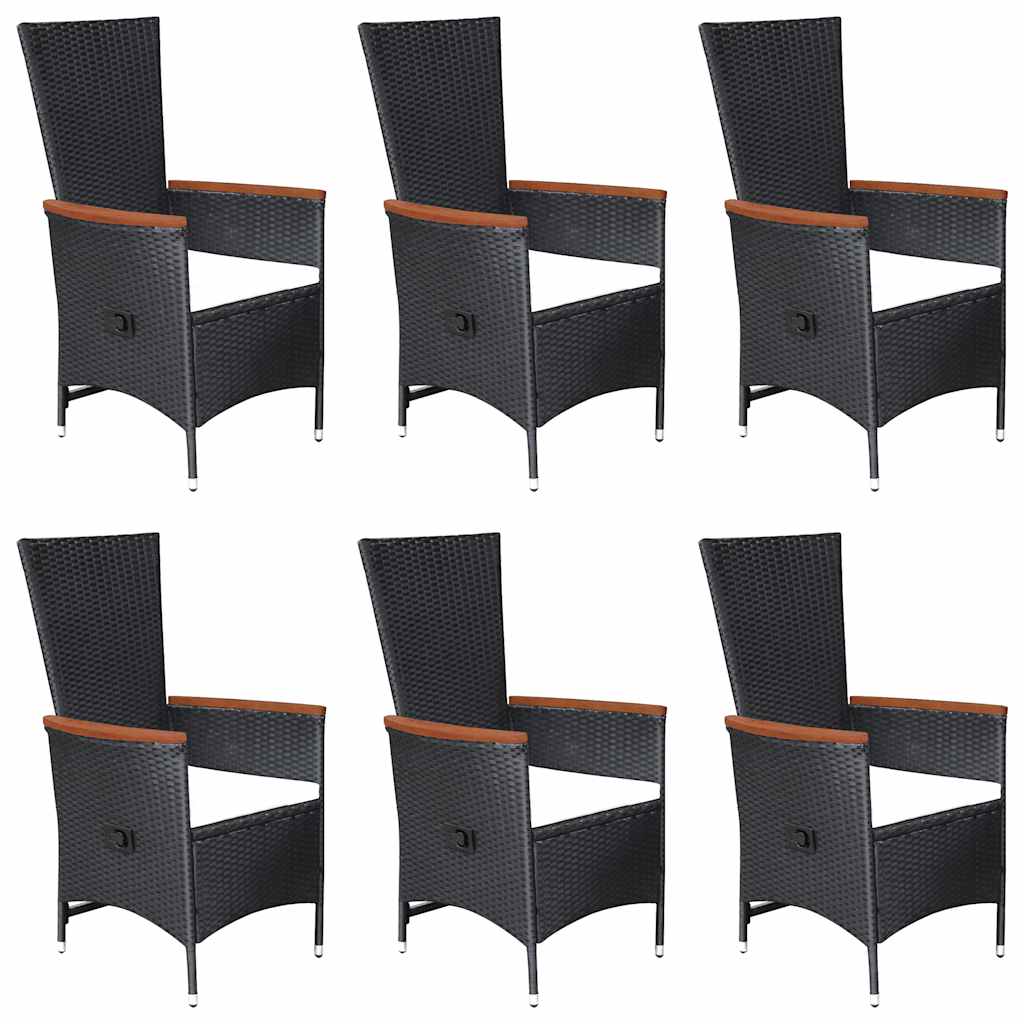 Set Mobili da Pranzo per Giardino 7 pz in Polyrattan Nero | homemem39