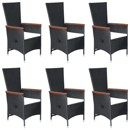 Set Mobili da Pranzo per Giardino 7 pz in Polyrattan Nero - homemem39