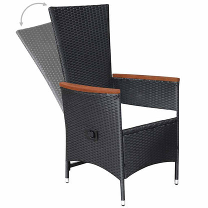 Set Mobili da Pranzo per Giardino 7 pz in Polyrattan Nero | homemem39