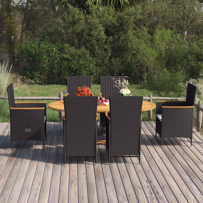 Set Mobili da Pranzo per Giardino 7 pz in Polyrattan Nero | homemem39