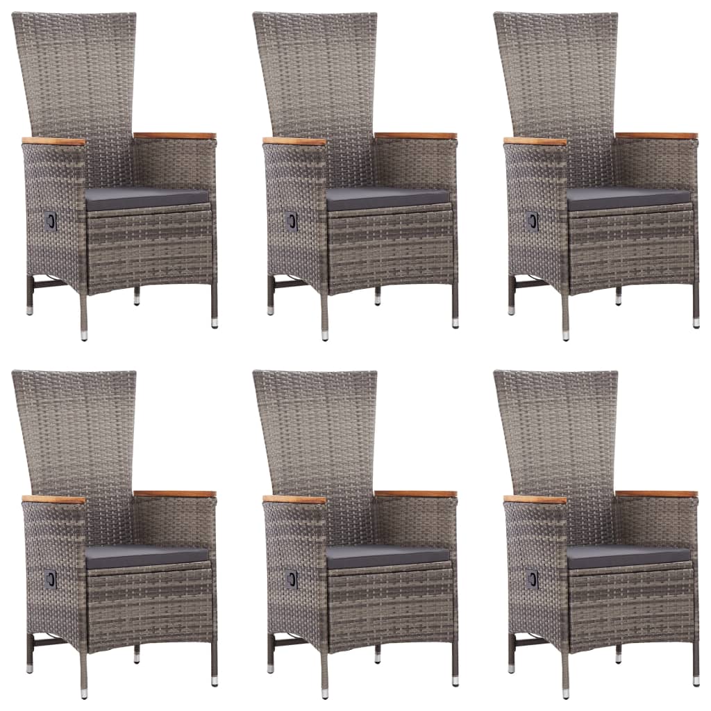Set Mobili da Pranzo per Giardino 7 pz in Polyrattan Grigio | homemem39