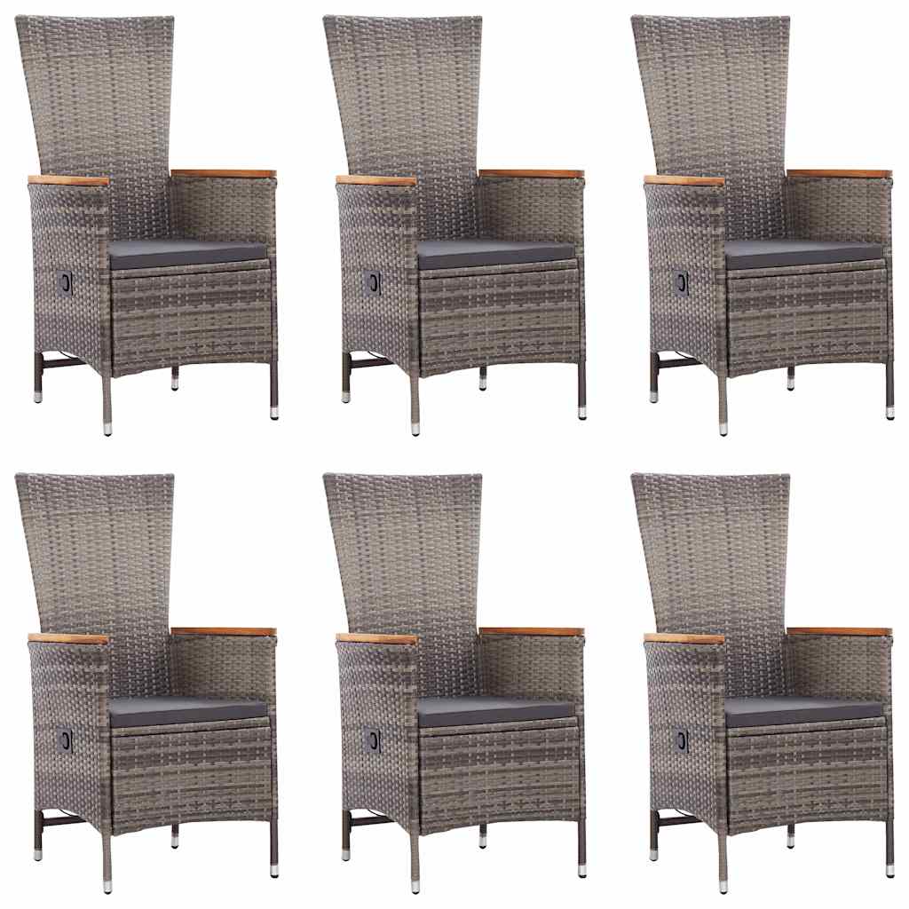 Set Mobili da Pranzo per Giardino 7 pz in Polyrattan Grigio