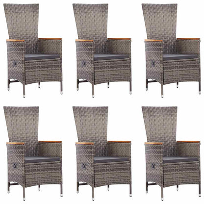 Set Mobili da Pranzo per Giardino 7 pz in Polyrattan Grigio