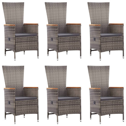 Set Mobili da Pranzo per Giardino 7 pz in Polyrattan Grigio - homemem39