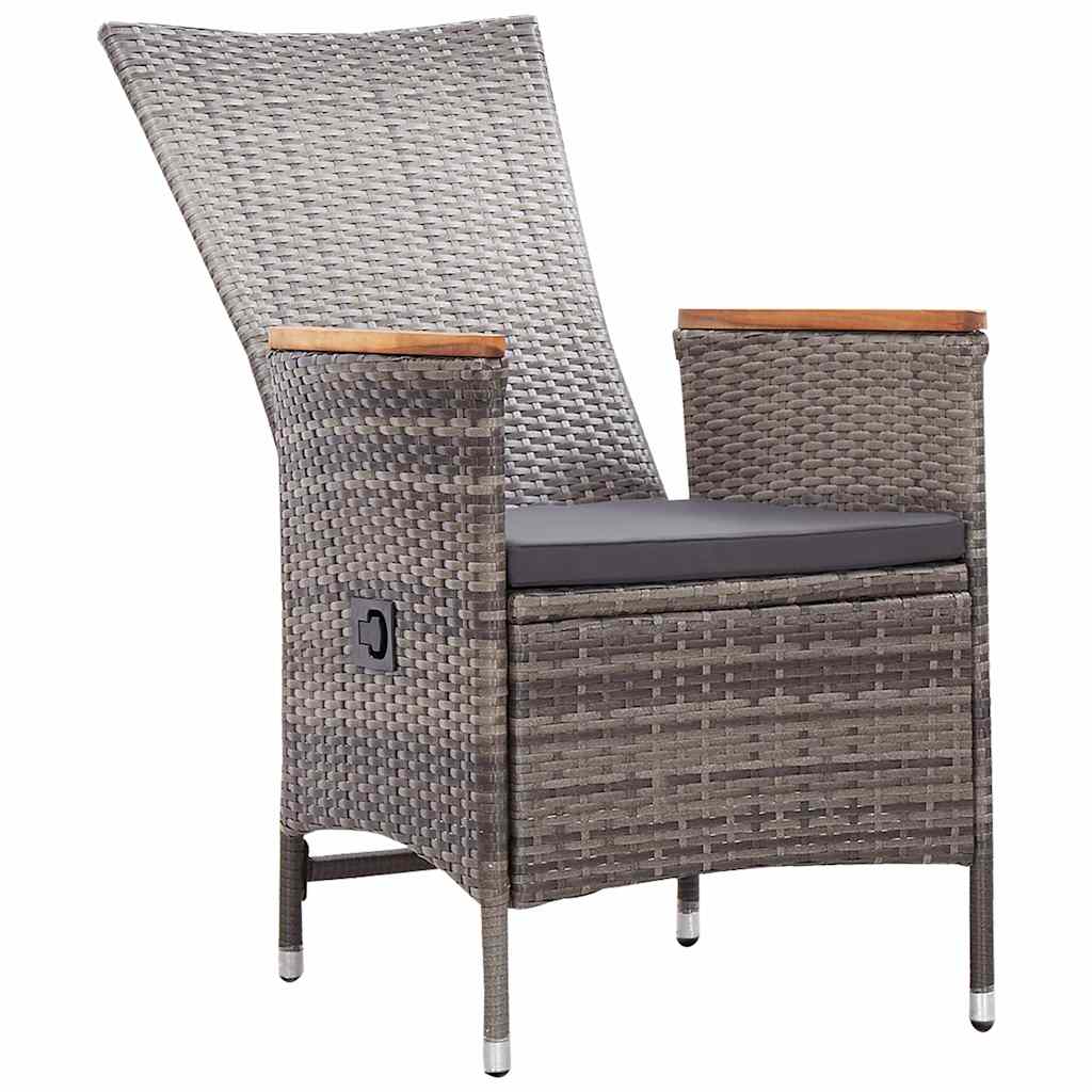 Set Mobili da Pranzo per Giardino 7 pz in Polyrattan Grigio