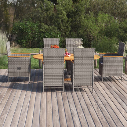 Set Mobili da Pranzo per Giardino 7 pz in Polyrattan Grigio | homemem39