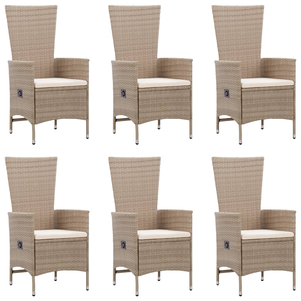 Set Mobili da Pranzo per Giardino 7 pz in Polyrattan Beige | homemem39