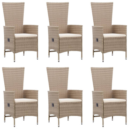 Set Mobili da Pranzo per Giardino 7 pz in Polyrattan Beige - homemem39