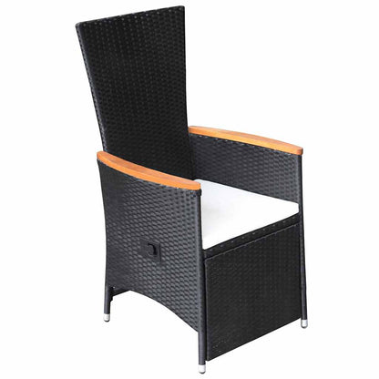 Set Mobili da Pranzo per Giardino 7 pz in Polyrattan Nero | homemem39