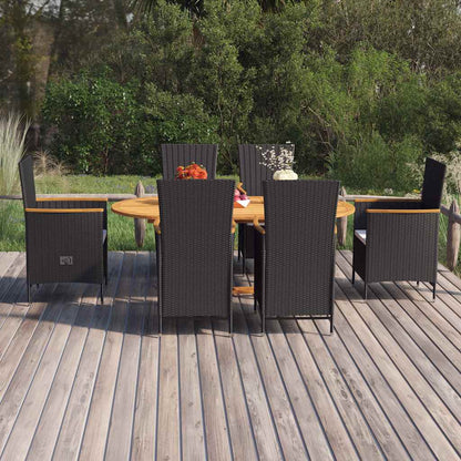 Set Mobili da Pranzo per Giardino 7 pz in Polyrattan Nero | homemem39