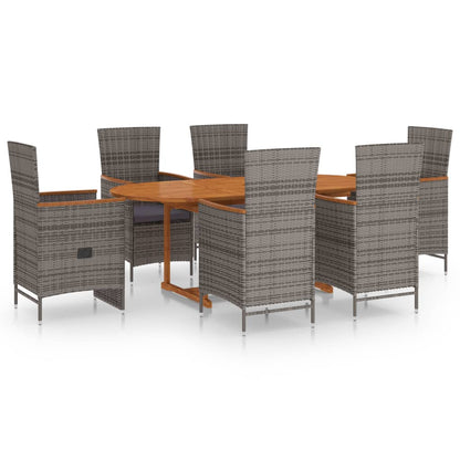 Set Mobili da Pranzo per Giardino 7 pz in Polyrattan Grigio | homemem39
