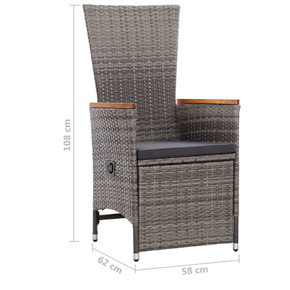 Set Mobili da Pranzo per Giardino 7 pz in Polyrattan Grigio | homemem39
