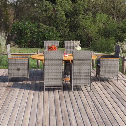 Set Mobili da Pranzo per Giardino 7 pz in Polyrattan Grigio | homemem39